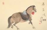 曹建濤 四尺三開《馬到成功》 獨具特色水墨人物畫家