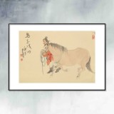 曹建濤 四尺三開《馬到成功》 獨具特色水墨人物畫家