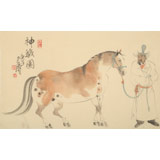 曹建濤 四尺三開(kāi)《神駿圖》 獨(dú)具特色水墨人物畫(huà)家